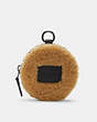 COACH®,ROUND COIN CASE,Leather,Mini,Black Antique/Charcoal,Front View