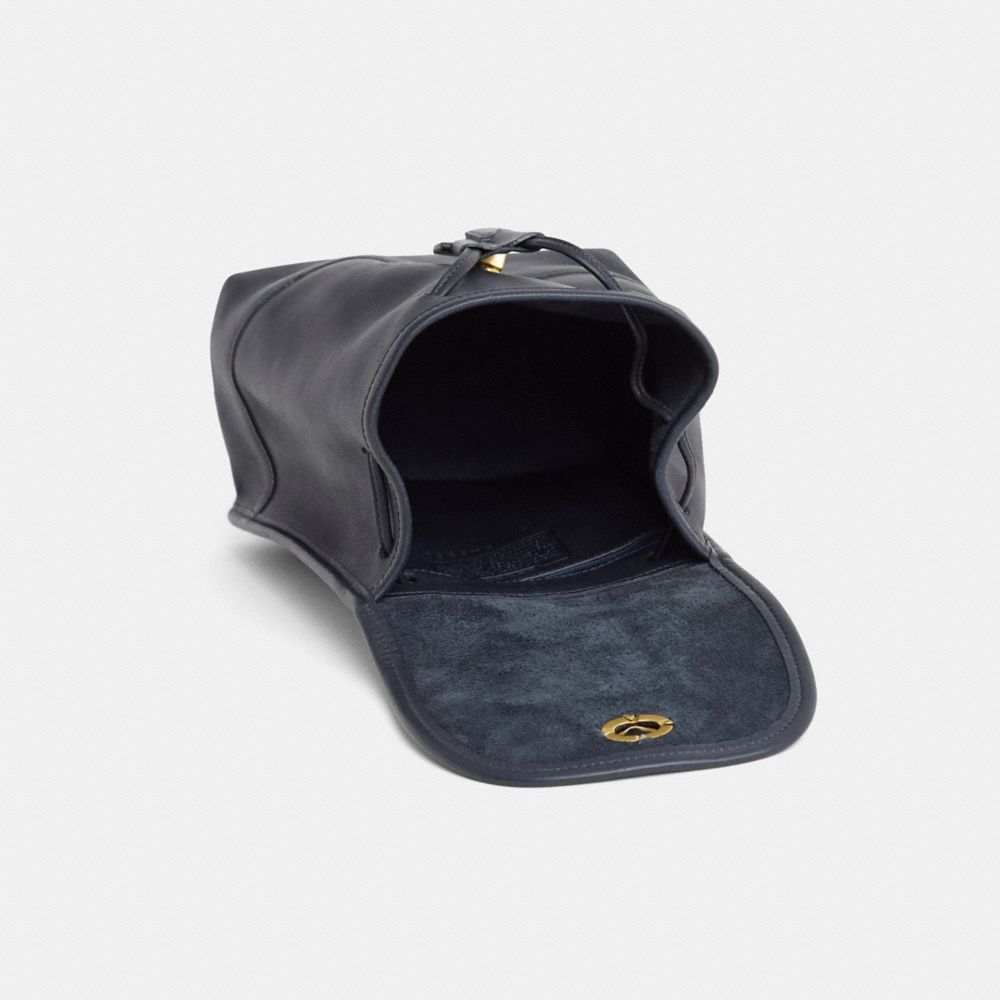 COACH®,Vintage Large Daypack,Leather,Backpack,Gold Metal,Casual,Black,Inside View,Top View