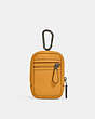 COACH®,MICRO NORTH/SOUTH HYBRID KEY FOB,Smooth Calf Leather,Mini,Gunmetal/Mustard Yellow,Front View