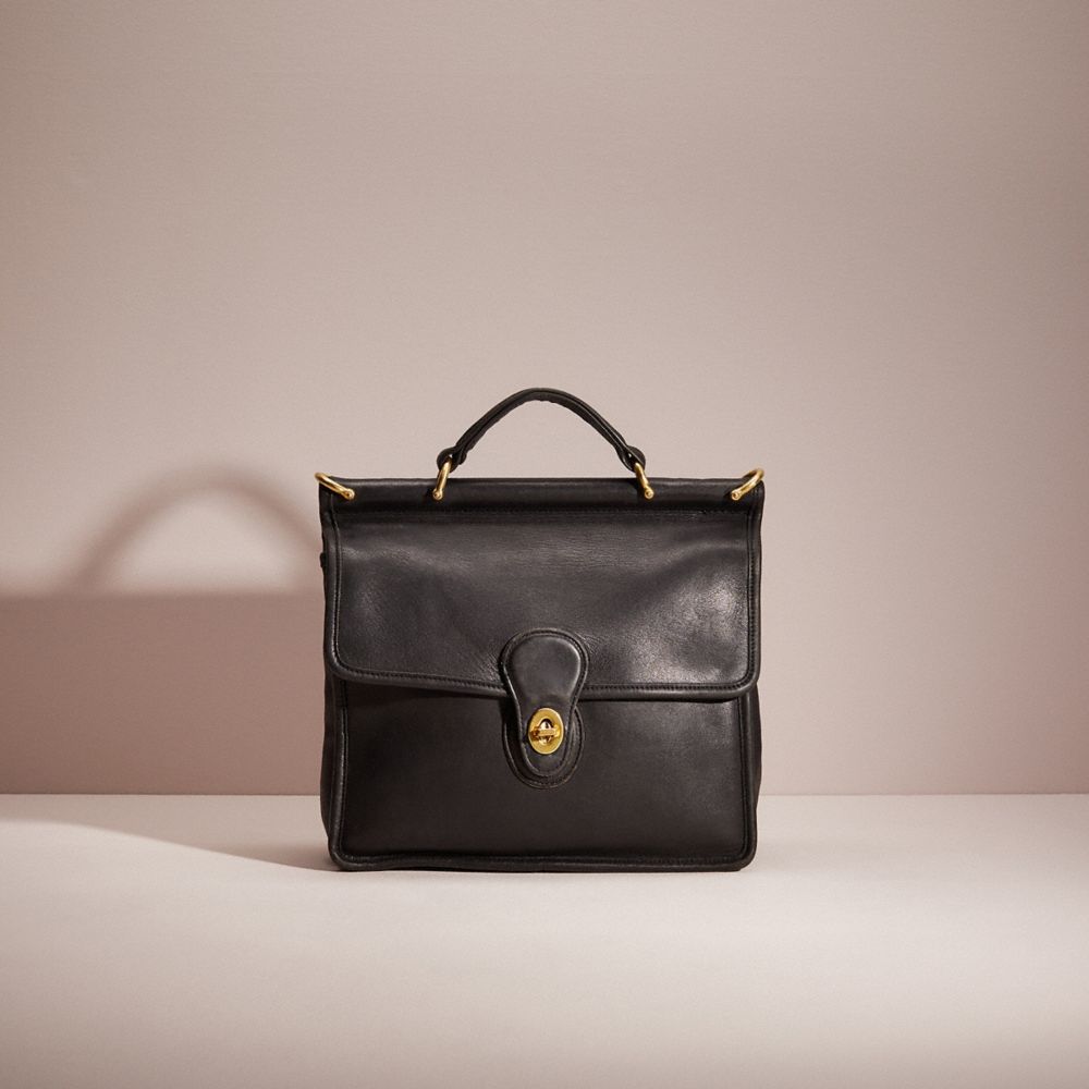 COACH®,VINTAGE WILLIS BAG,Glovetanned Leather,Medium,Brass/Black,Front View