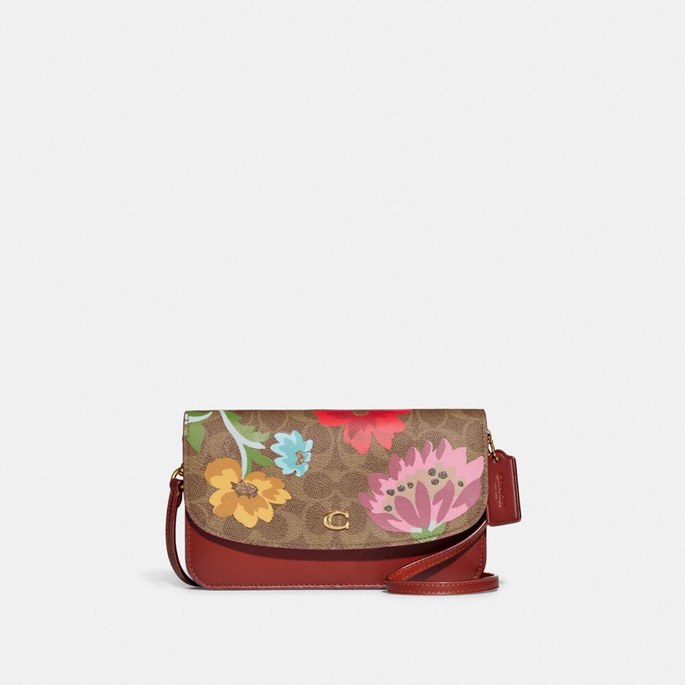 Pink Flower Printed Crossbody Tote