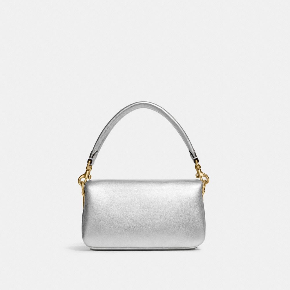 COACH®,PILLOW TABBY SHOULDER BAG 18,Smooth Leather,Mini,Brass/Metallic Silver,Back View