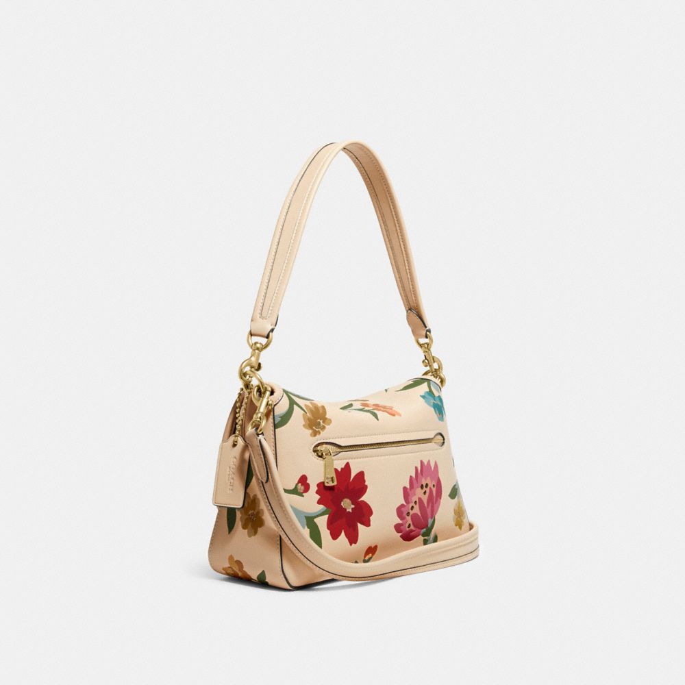 COACH®,SOFT TABBY SHOULDER BAG WITH FLORAL BOUQUET PRINT,Medium,Floral,Brass/Ivory,Angle View