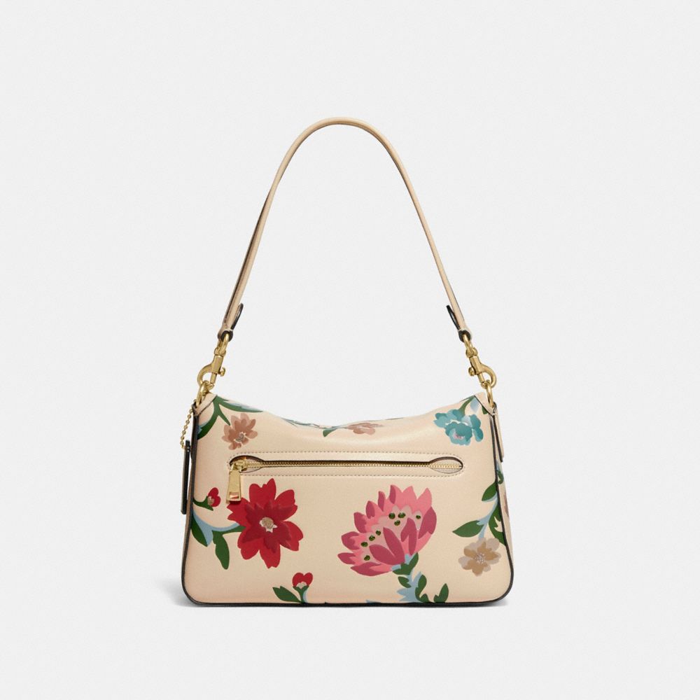 COACH®,SOFT TABBY SHOULDER BAG WITH FLORAL BOUQUET PRINT,Medium,Floral,Brass/Ivory,Back View
