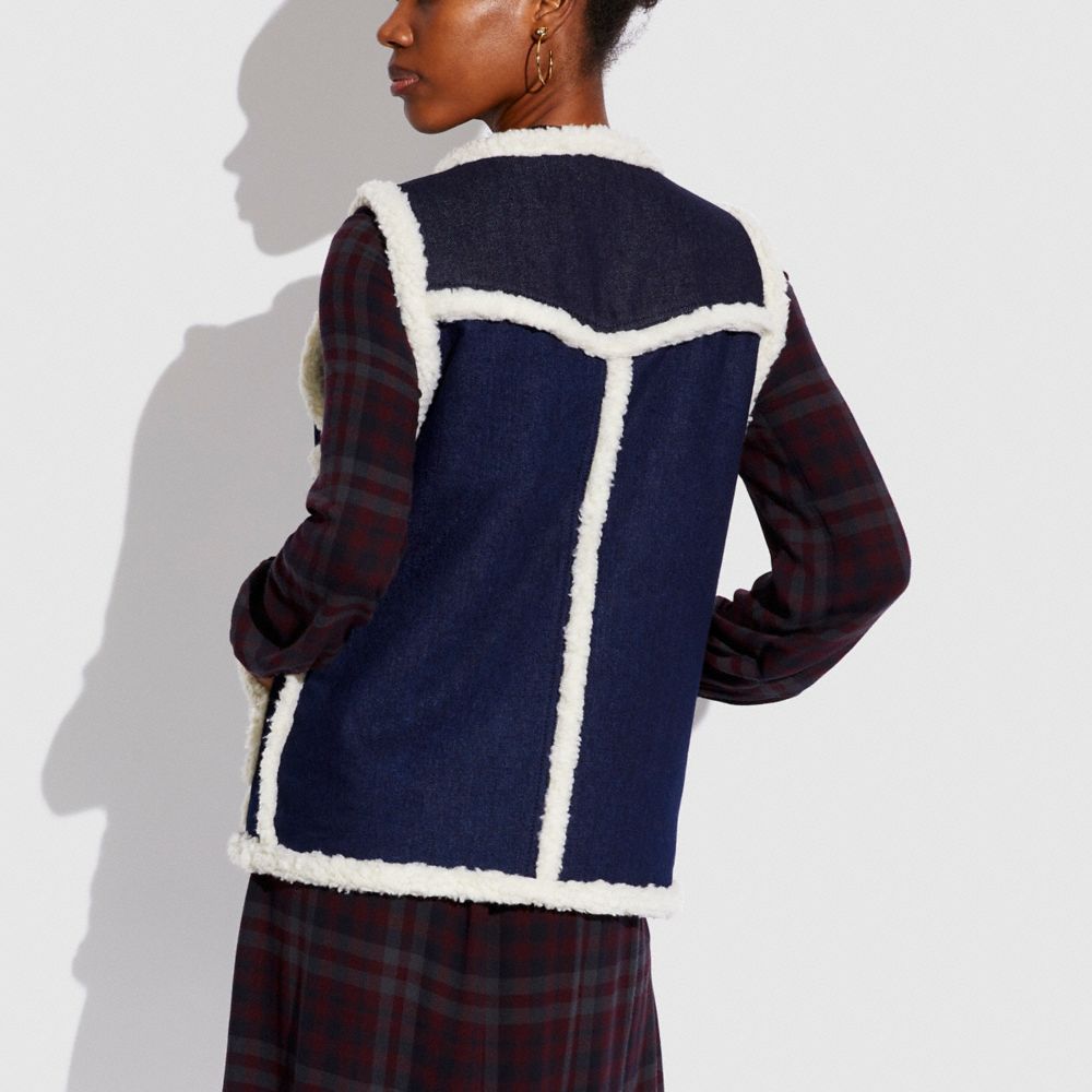 COACH®,Coach X Schott Denim Vest,,Scale View