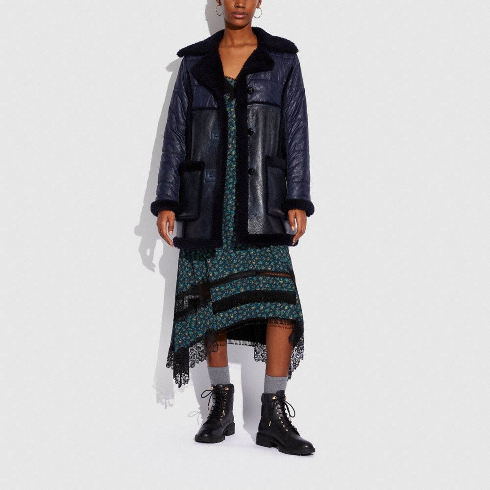 Coach X Schott Nylon Shearling Coat