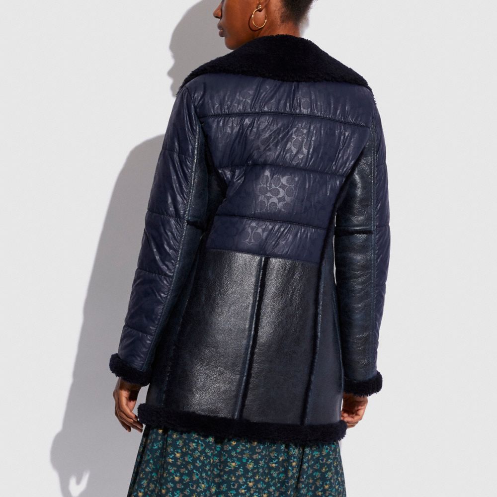 Coach X Schott Nylon Shearling Coat