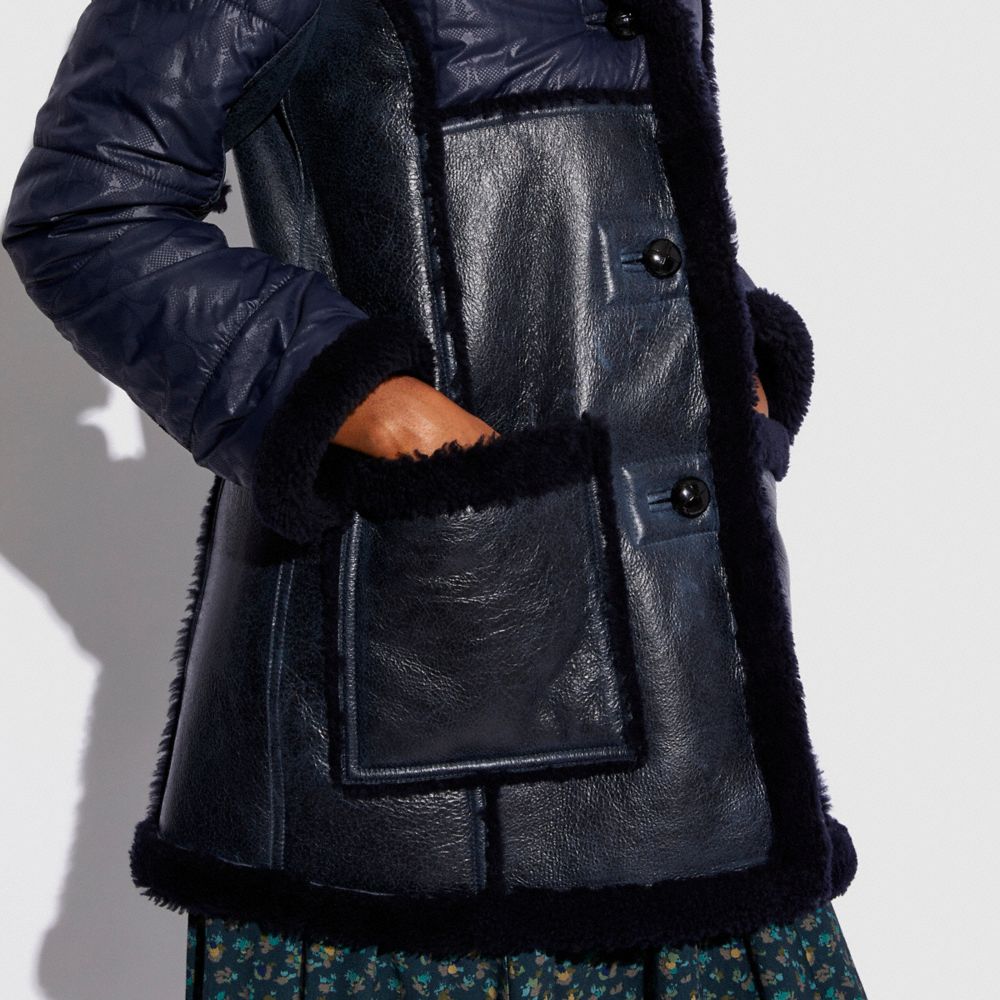 COACH® | Coach X Schott Nylon Shearling Coat