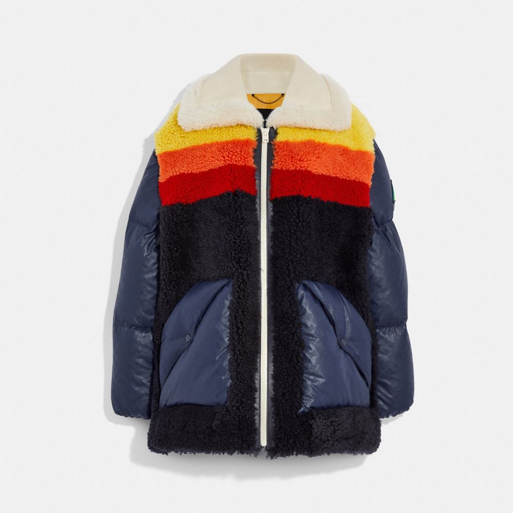 COACH®,LIGHT PUFFER COAT,Dark Navy,Front View