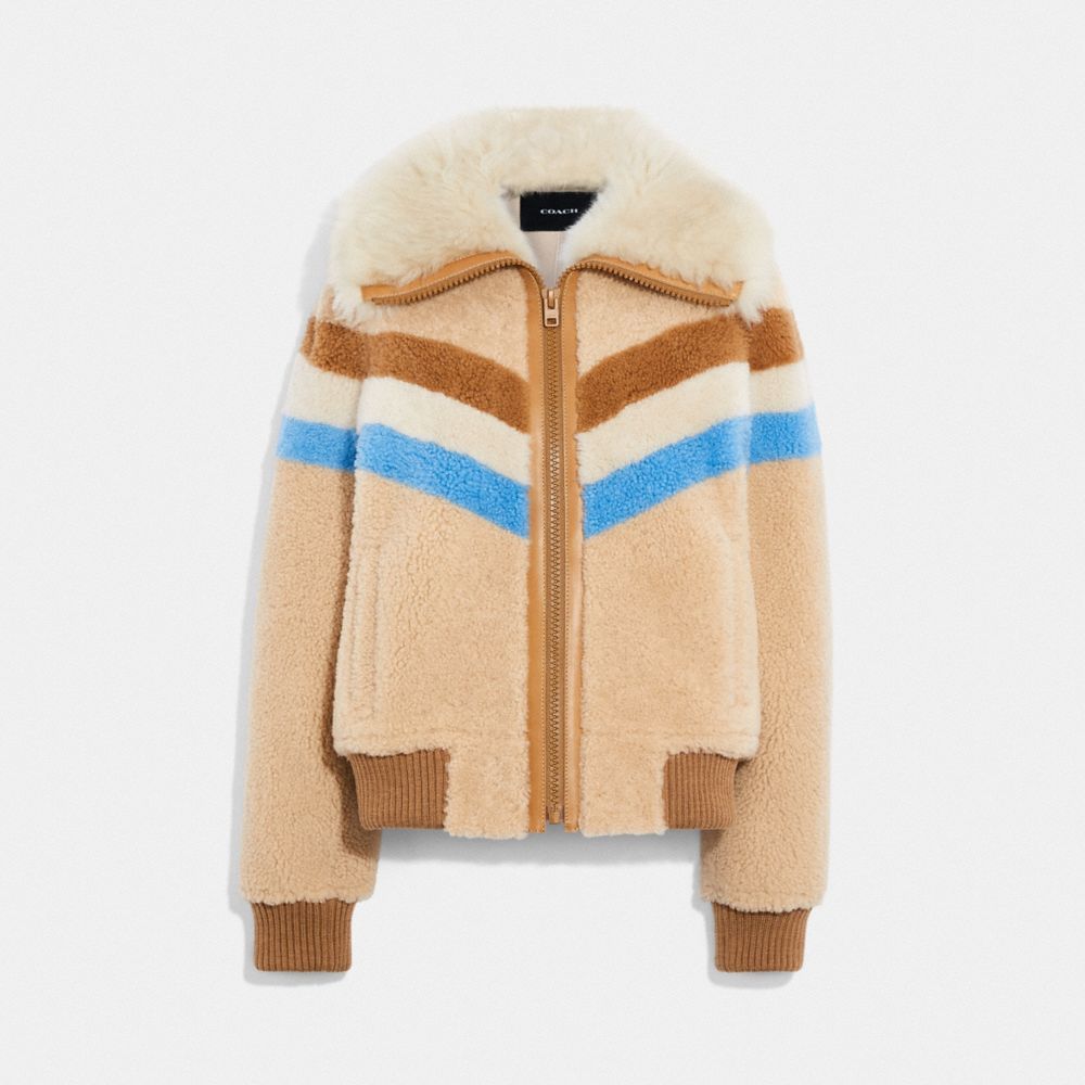 COACH®,SKI BLOUSON,Beige,Front View