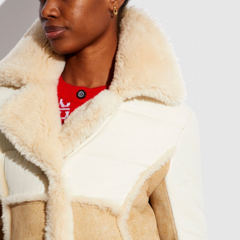 COACH® | Coach X Schott Nylon Shearling Coat