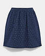 COACH®,MINI QUILTED SKIRT IN ORGANIC COTTON,cotton,Black/Dark Blue,Front View