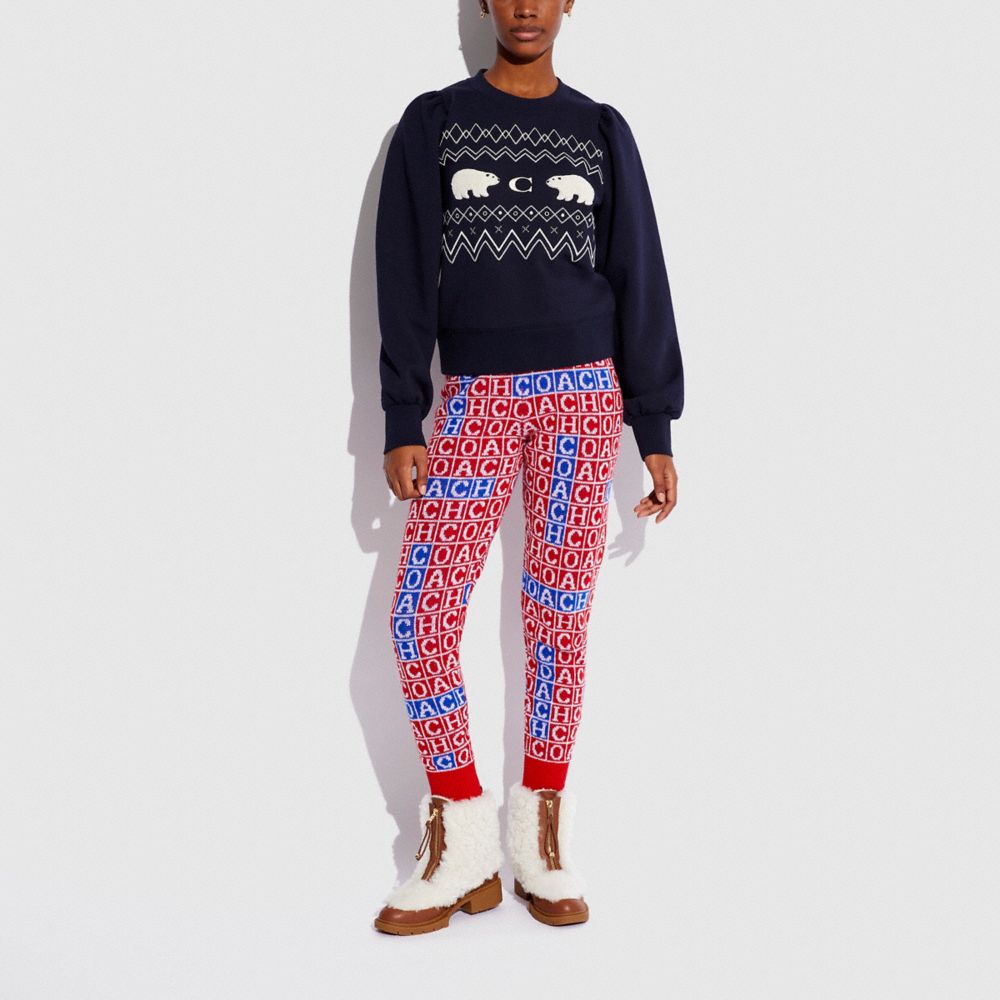 COACH®,Puff Sleeve Fair Isle Sweatshirt In Organic Cotton,,Scale View