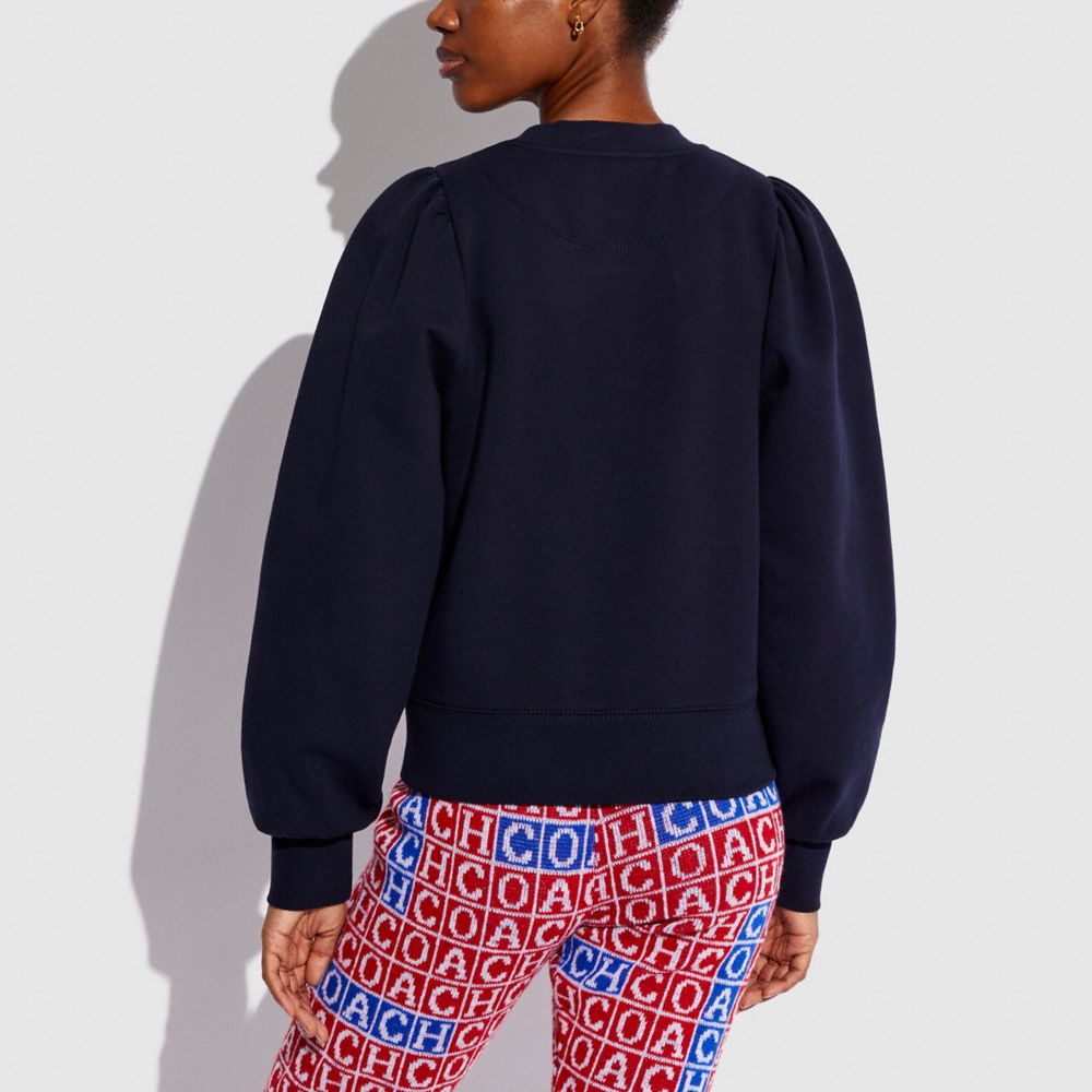 COACH®,Puff Sleeve Fair Isle Sweatshirt In Organic Cotton,,Scale View