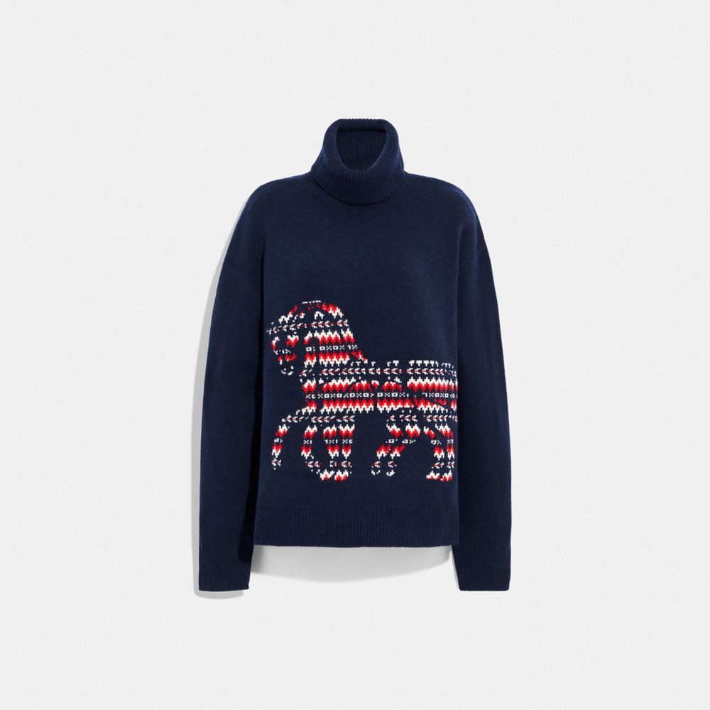 COACH Horse And Carriage Intarsia Turtleneck Sweater In Recycled