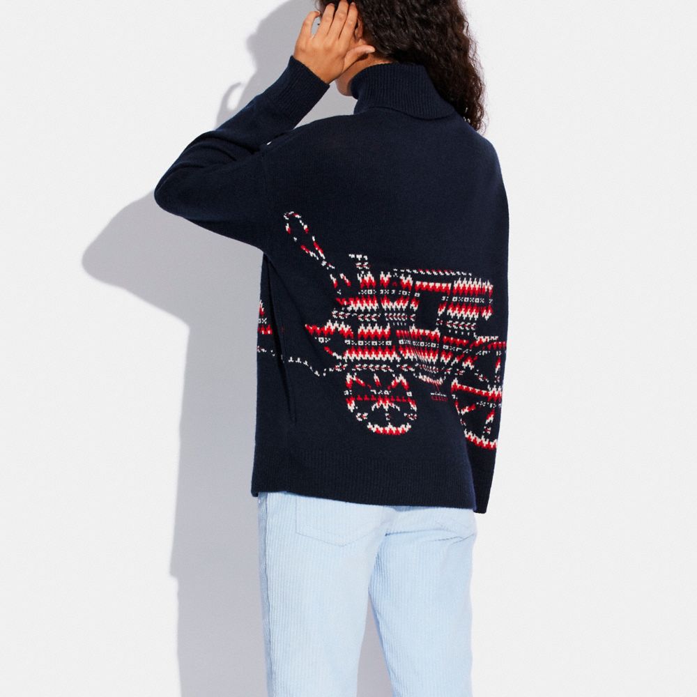 COACH®,Horse And Carriage Intarsia Turtleneck Sweater In Recycled Wool And Cashmere,,Scale View