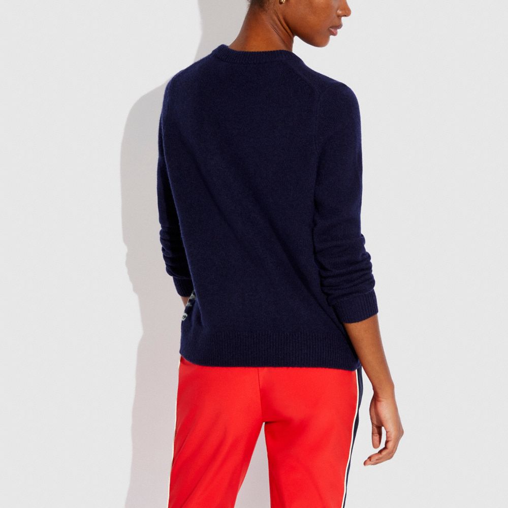COACH®,Holiday Intarsia Sweater In Recycled Wool And Cashmere,,Scale View