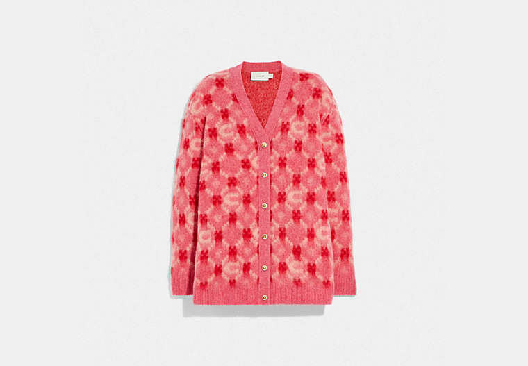 COACH®,LUNAR NEW YEAR CARDIGAN,Wool/Mohair,Pink,Front View