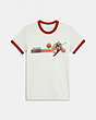 COACH®,COACH SKIER T-SHIRT IN ORGANIC COTTON,White,Front View