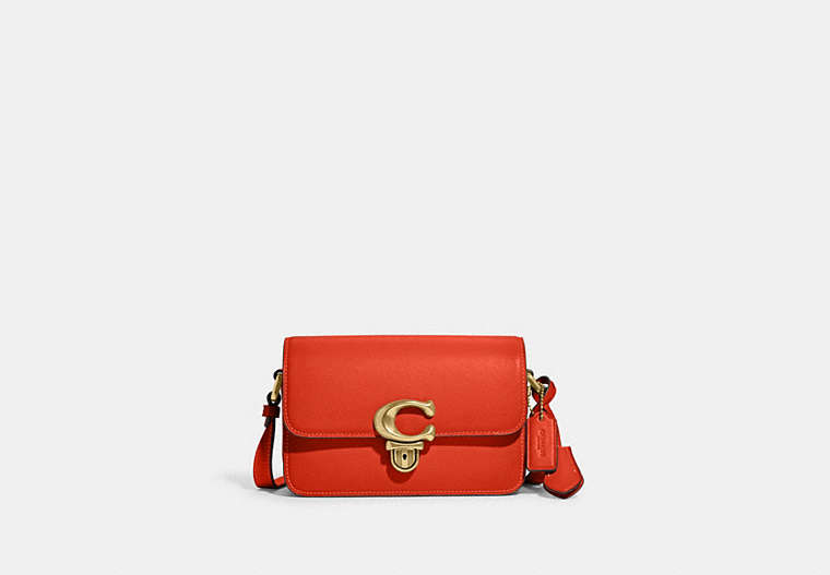 COACH®,STUDIO SHOULDER BAG 19,Smooth Leather,Mini,Brass/Red Orange,Front View