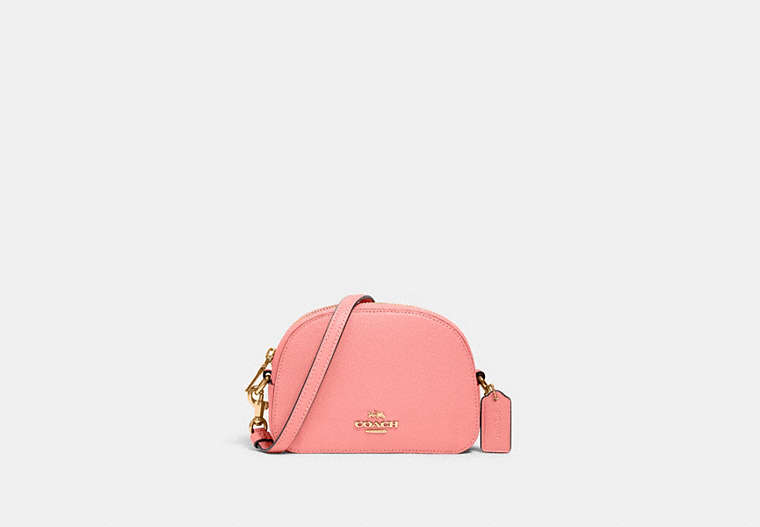 COACH®,MINI SERENA CROSSBODY,Pebbled Leather,Mini,Gold/Candy Pink,Front View