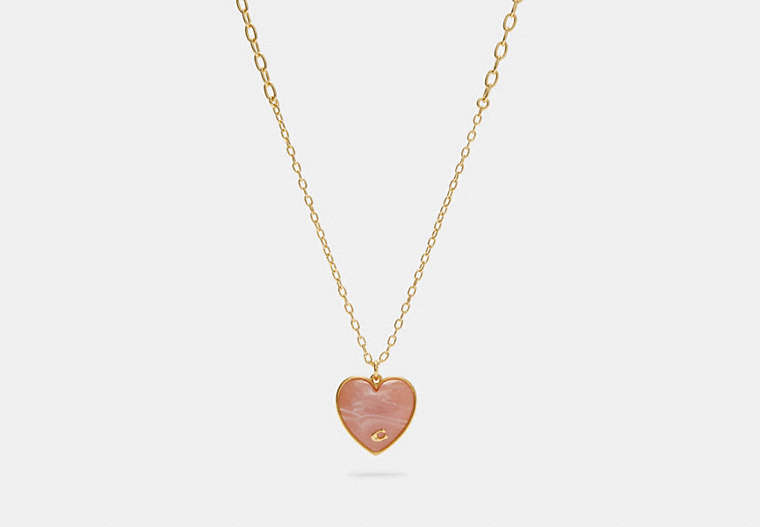 COACH®,SIGNATURE HEART NECKLACE,Metal,Gold,Front View