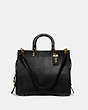 COACH®,ROGUE BAG,Pebble Leather/Smooth Leather,Large,Brass/Black,Front View