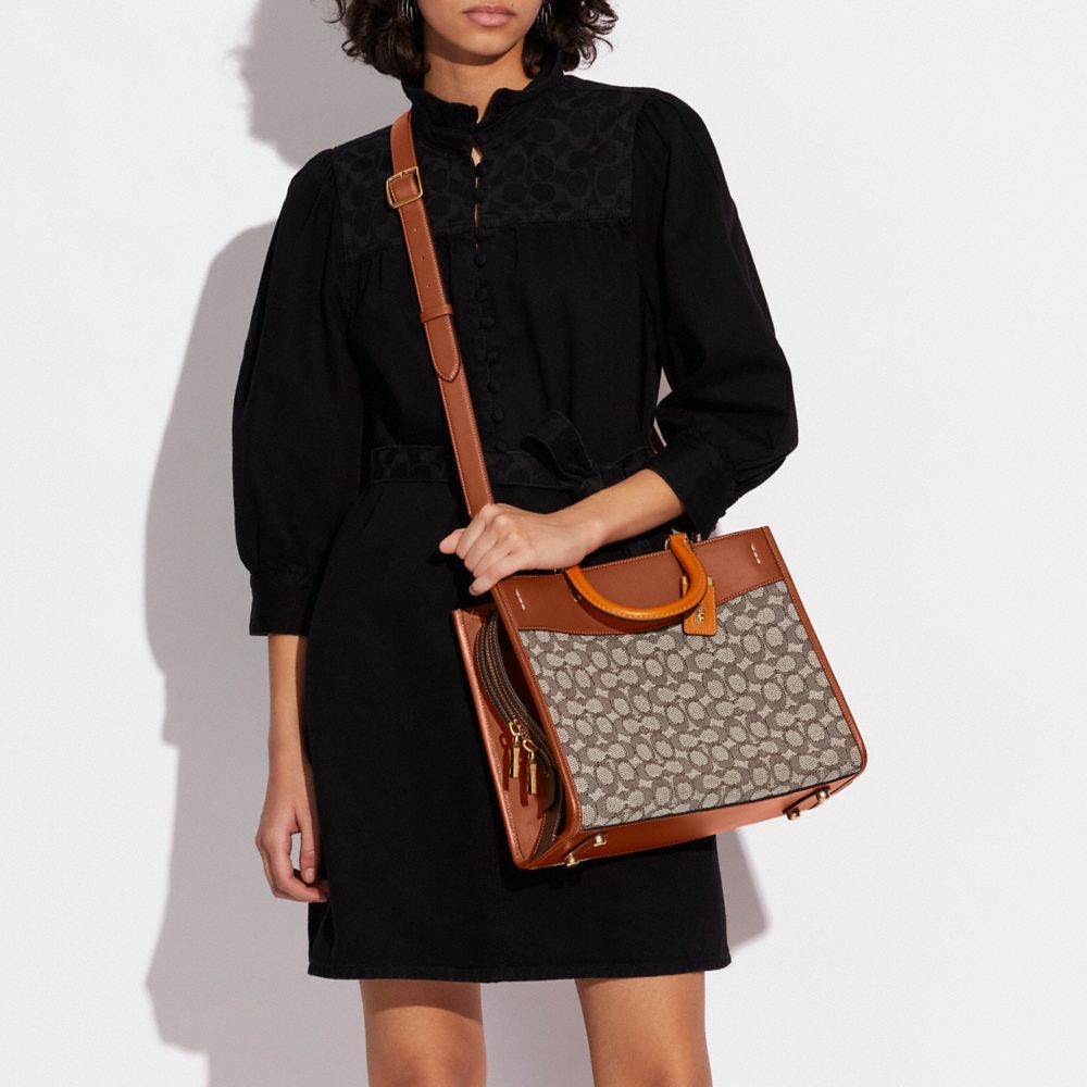 Coach Signature Textile Jacquard Micro Rogue - Cocoa Burnished Amb