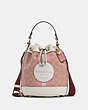 Dempsey Bucket Bag 19 In Signature Jacquard With Coach Patch And Heart Charm