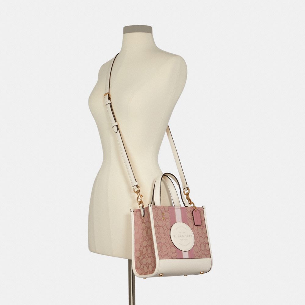 Dempsey Tote Bag 22 In Signature Jacquard With Coach Patch And Heart Charm