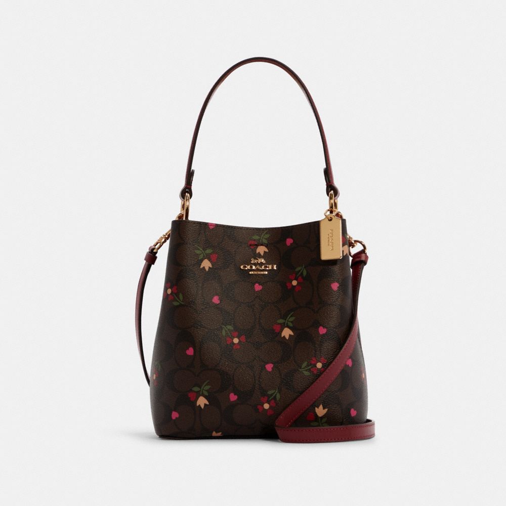 Small Town Bucket Bag In Signature Canvas With Heart Petal Print