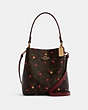 COACH®,SMALL TOWN BUCKET BAG IN SIGNATURE CANVAS WITH HEART PETAL PRINT,Medium,Gold/Brown Multi,Front View