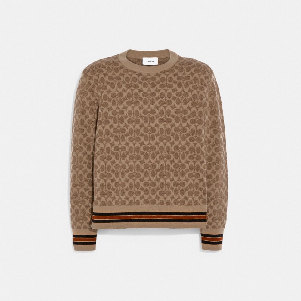 COACH  コーチSignature Crewneck Sweaterウール90%カシミヤ10%