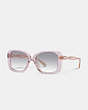 COACH®,BUTTERFLY RECTANGLE EMBEDDED SIGNATURE SUNGLASSES,Transparent Lilac,Front View