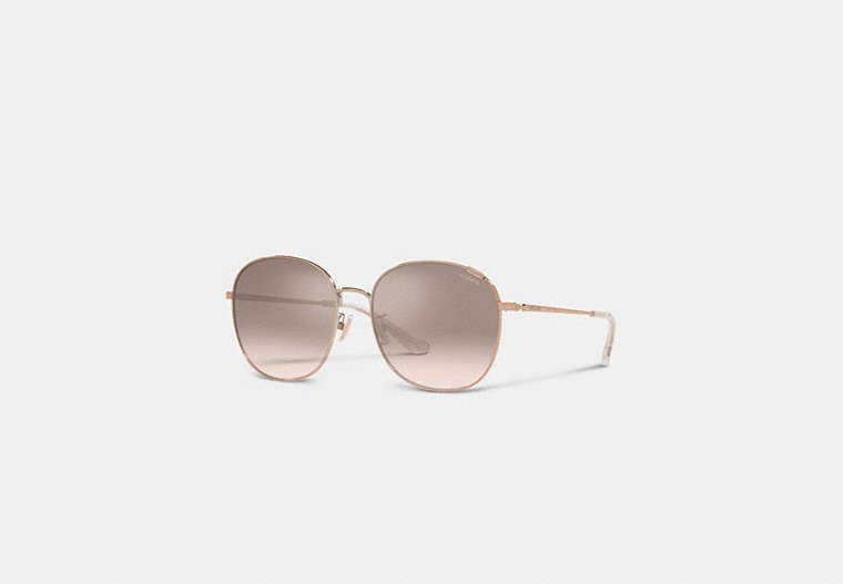 COACH®,METAL ROUND SUNGLASSES,Silver Pink Grad/ Rose Gold,Front View