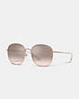 COACH®,METAL ROUND SUNGLASSES,Silver Pink Grad/ Rose Gold,Front View