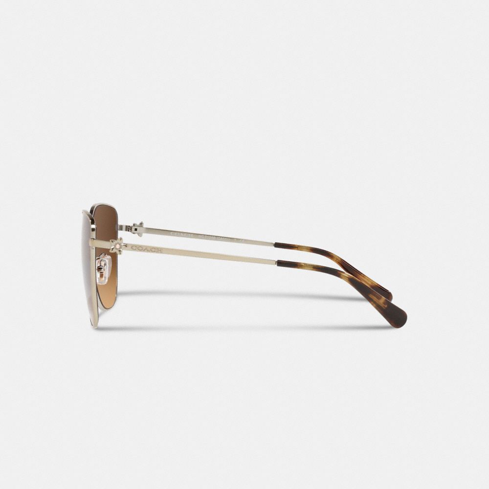 COACH®,LUNETTES DE SOLEIL ŒIL-DE-CHAT EN MÉTAL "WILDFLOWER",ÉCAILLE FONCÉE,Alternate View