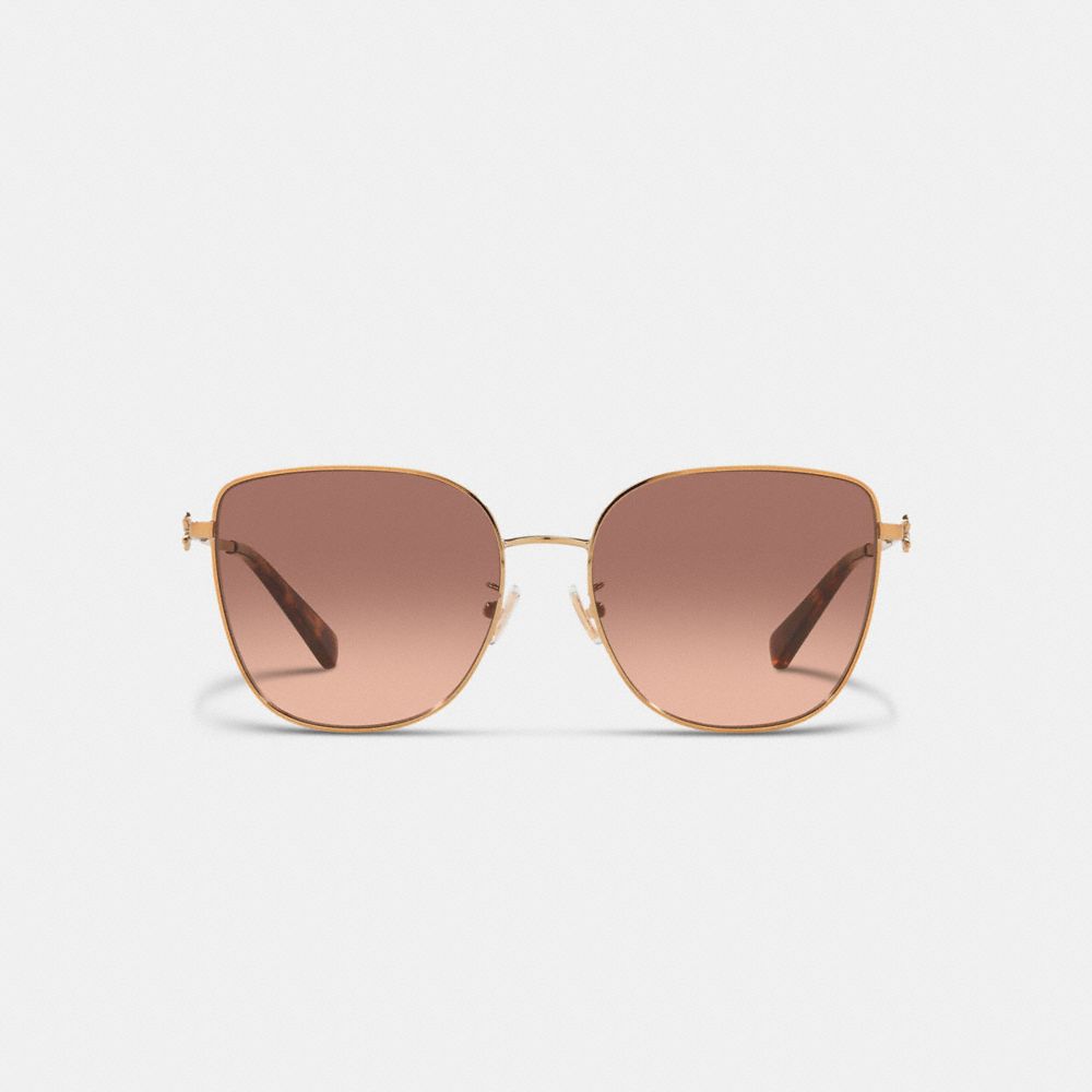 COACH®,LUNETTES DE SOLEIL ŒIL-DE-CHAT EN MÉTAL "WILDFLOWER",Rose écailles de tortue,Inside View,Top View
