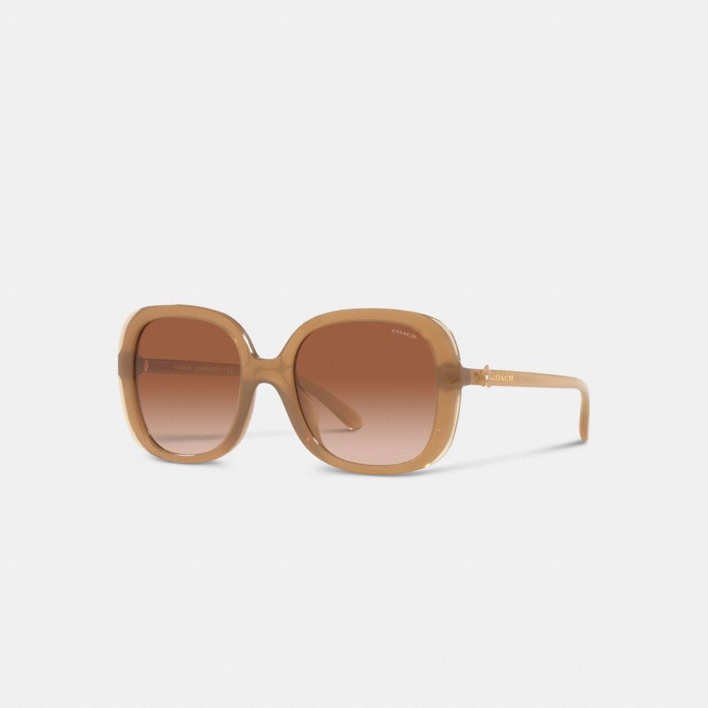 COACH®,WILDFLOWER SQUARE SUNGLASSES,Milky Beige,Front View