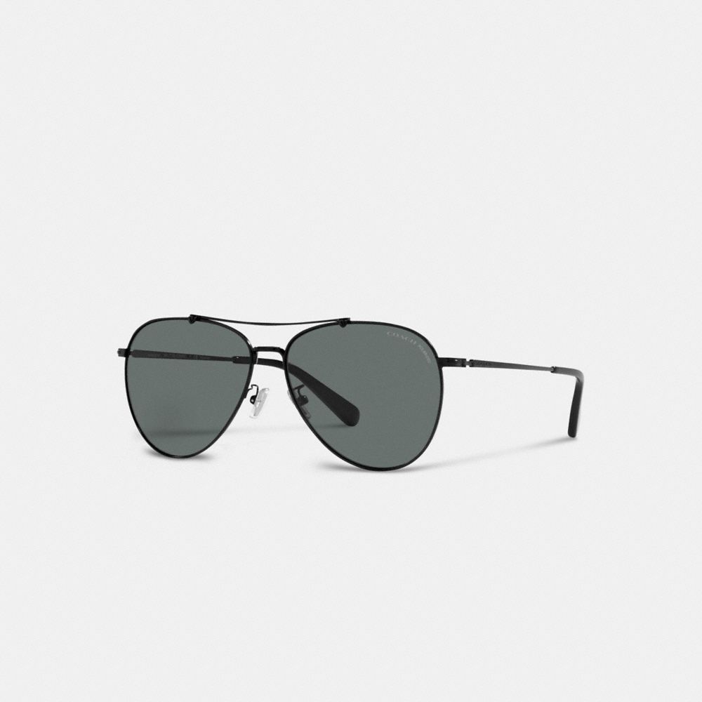 COACH Signature Metal Aviator Sunglasses