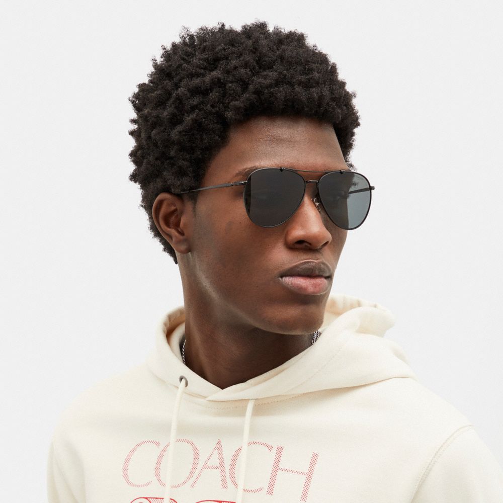 COACH® | Signature Metal Aviator Sunglasses