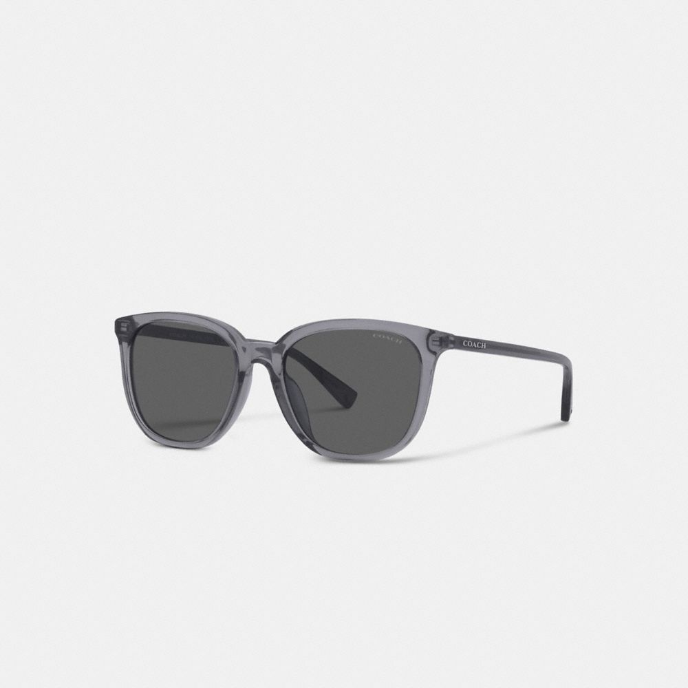 COACH®,SIGNATURE ROUND SUNGLASSES,Transparent Dark Grey,Front View image number 0