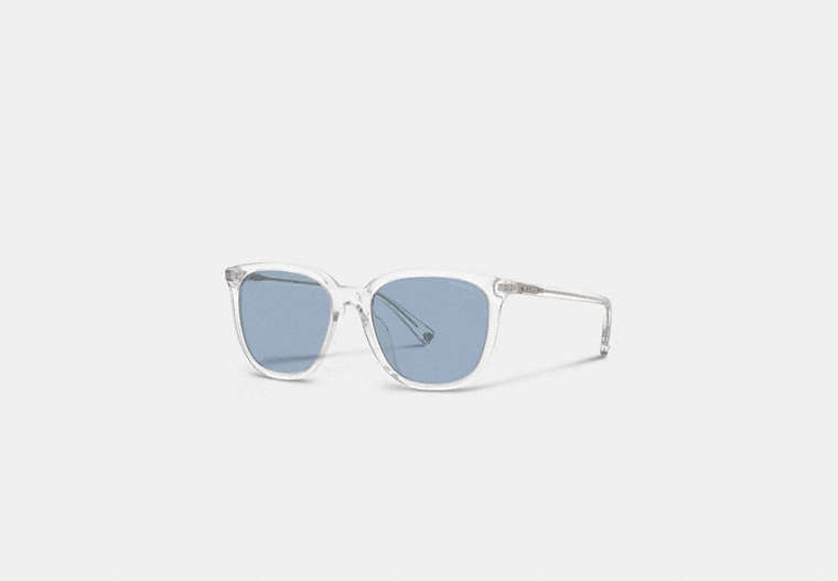 COACH®,SIGNATURE ROUND SUNGLASSES,Clear/ Blue,Front View