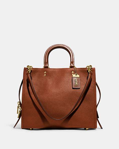 COACH®,ROGUE IN COLORBLOCK,Pebble Leather,Large,Brass/Burnished Amber Multi,Front View
