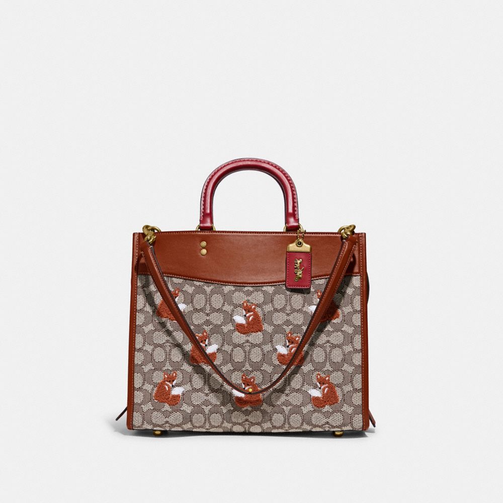 COACH®,Rogue Bag In Signature Textile Jacquard With Fox Motif,,Front View