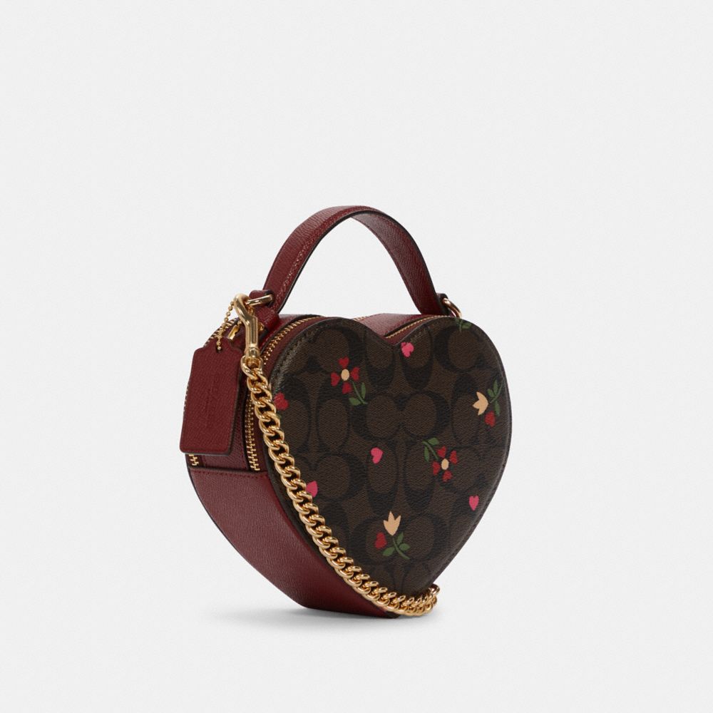 Heart Crossbody In Signature Canvas With Heart Petal Print