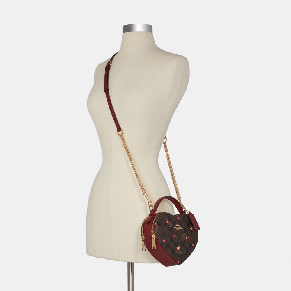 Heart Crossbody In Signature Canvas With Heart Petal Print
