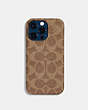 COACH®,IPHONE 13 PRO CASE IN SIGNATURE CANVAS,Signature Coated Canvas,Tan,Front View