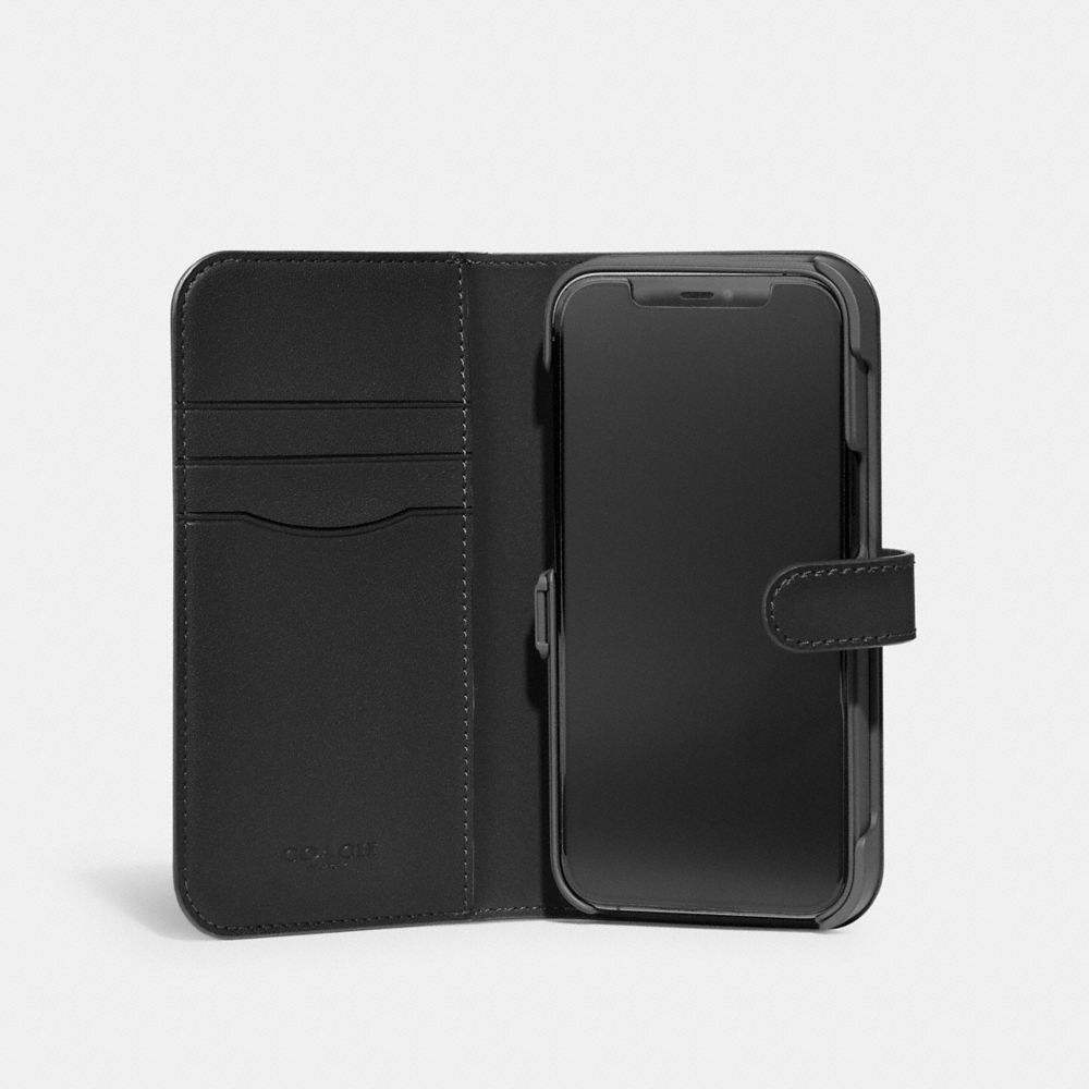 COACH®,IPHONE 13 PRO フォリオ シグネチャー キャンバス,モバイルアクセサリー,ﾁｬｺｰﾙ