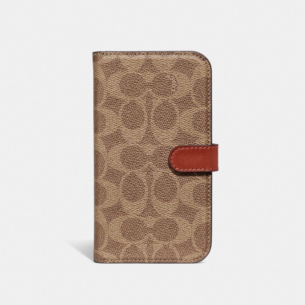 COACH® | Iphone 13 Pro Folio In Signature Canvas